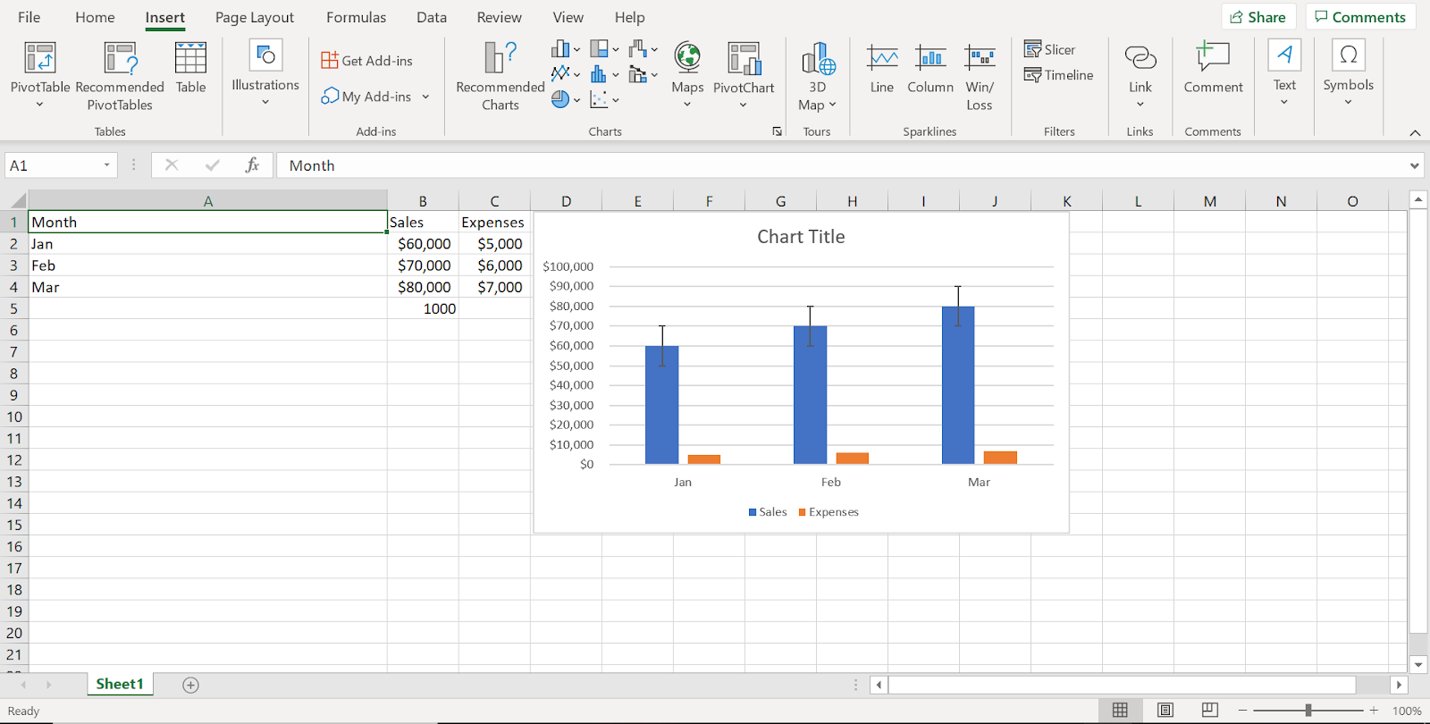 How to Add Error Bars in Excel & Google Sheets